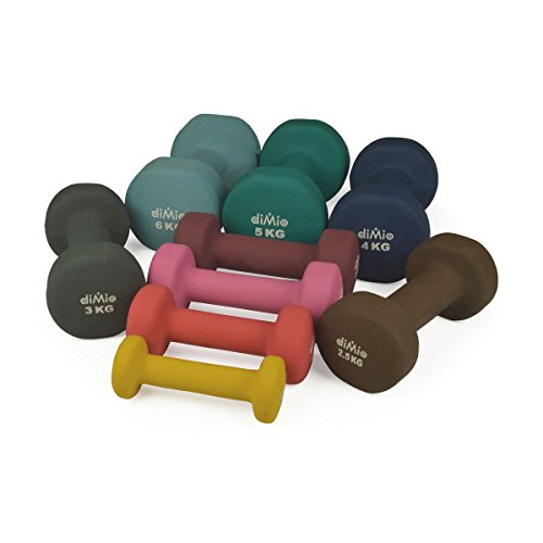 diMio Neopren Gymnastik Hanteln 0,5 - 6 kg im Doppelpack, Soft-Grip, für Fitness, Ausdauertraining und Muskelaufbau