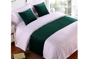 Zhiyuan Solid Velvet Hotel Bed Runner Home Decorative Bed Foot Scarf 50 x 260 cm, Dark Green