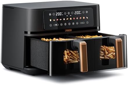 Princess Friggitrice ad Aria Doppia 9L 3100W – Due zone di cottura con funzione Sync Finish, ampia capacità per pasti in famiglia, cuoce due pietanze contemporaneamente