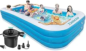 Vunexo Inflatable Swimming Pool for Kids and Adults,Outdoor,Backyard,Garden-Easy Set Family Pool with Electric Air Pump 120