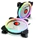 Produktbild Computer PC Kühler Lüfter Double Ring 366 Modi RGB LED 120mm Super Leise (Farbe: Schwarz & Silber)