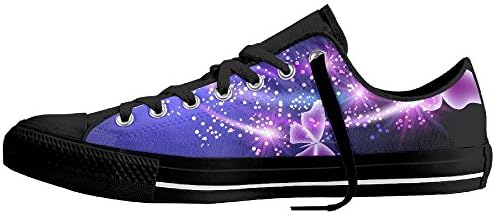 Plimsoll Canvas Sneakers Fantasy Colorful Butterflies Breathable Low-Cut Lace up Flat Trainers Shoes for Men Women 37