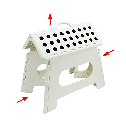 COM-FOUR® Klapptritt, tragbar, rutschfest und platzsparend, bis zu 150 kg, weiß - 3