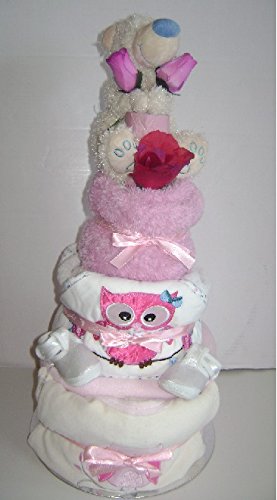 3 Tier Luxury Teddy Bear Girl's Nappy Cake