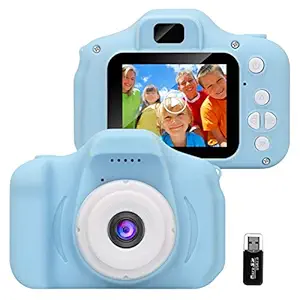 VJJB Kids Camera,Mini Rechargeable Childrens Digital Camera Shockproof Video Camcorder Gifts for 3-8 Year Old Boys Girls,8MP HD Video 2 Inch Screen 32GB Memory Card for Outdoor Play