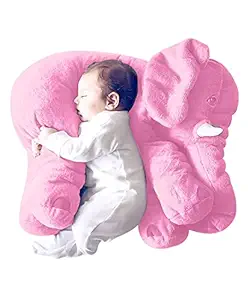 MummaSmile Big Size Fibre Filled Cotton Stuffed Animal Elephant Shaped Baby Pillow for Kids Toddlers and Baby Boy or Girl of Plush Material(Pink, 60 cm)