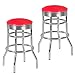 Produktbild Wohnling Barhocker Elvis American Diner Retro Design Kunstleder Metall, Design Barstuhl Retro 50er Jahre 2 Stück, Tresenhocker Sitzhöhe 71 cm, 2er Set, rot