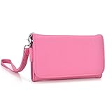 louis vuitton pallas clutch rose poudre Druckknopf-Sicherung Kroo esamwlb1 Epi-Slim Clutch Wallet Schutzhülle aus Leder für Smartphone, Magenta, Up to 6.3 Inch