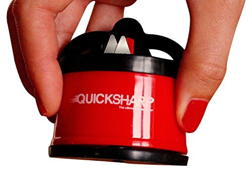 Messerschärfer von QUICKSHARP® Messerschleifer [Knife Sharpener] Professionelle Ergebnisse leicht gemacht mit nur einer Hand (Rot) - 6