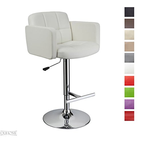 Duhome Elegant Lifestyle Barhocker Kunstleder Weiß Barstuhl mit Lehne Farbauswahl höhenverstellbar Drehbar Tresenhocker - Typ 524S