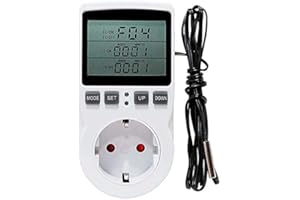 OrangeClub Digitaler Temperaturregler Steckdosen mit fühler Steckdose, LCD Bildschirm Heizen Kühlen Temperaturschalter, 230V Thermostate für Gewächshaus Bauernhof Temperaturregler/Terrarium Thermostat