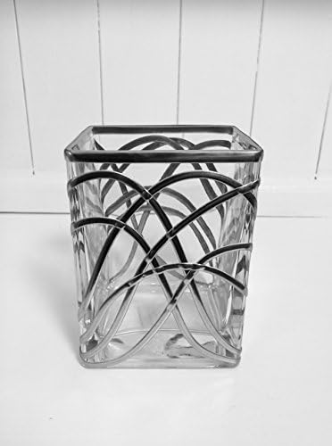 Rennie Mackintosh Influenced Swirl Helix Decorative Square Glass Vase, Handcrafted With Leaded Curves In The Style Of Art Nouveau.