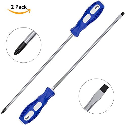 Screwdriver Sets, abtong 12-Inch Phillips Screwdriver Slotted Screwdriver Shaft with Soft-Grip Magnetic Screwdriver NO.2 Screwdriver-2Pack