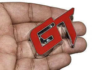 Incognito GT Logo Sticker for All Cars, Metal (Red with Silver)