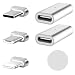 Produktbild LAMA USB C Magnet Adapter [2 Stück 2.4A] Magnetischer Konnektor mit 3 Magnetstecker Type C + Blitz + Micro USB für Type C Kabel für Phone Samsung Huawei Motorola Sony Nexus LG HTC Xiaomi Nokia
