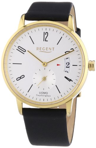 Regent Herren-Armbanduhr XL Analog Quarz Leder 11100233