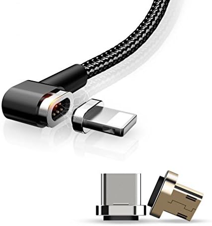 Magnetic USB Cable &amp; Charger Wire - for Samsung, Iphone &amp; Tablets - Driver Safe &amp; Child Friendly - (Right Angle Magnetic Charging Cable Only (Black))