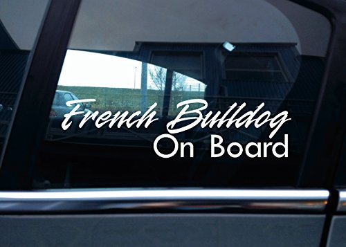 Französische Bulldogge on board'Auto-Aufkleber, vinyl