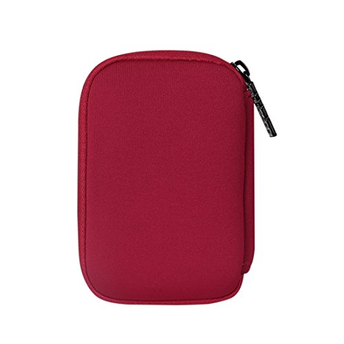 BUBM Soft Mini Tasche Aufwahrungstasche mit 6 Kapazität für USB Drive Shuttle (Dunkelrot) - 2