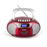 Die Boombox mit Hörbuch Funktion verfügt über ein modernes und farbenfrohes Design, Großes LED Display sowie große Tasten