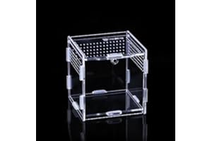Topspitgo Schnecken Terrarium Acryl Transparente Transport Box Terrarium GlasFür Schnecken Spinnen Gecko Hamster Schlangen Schildkröten Tragbarer Reptilien Insect Feeding (9x9x9.5cm)
