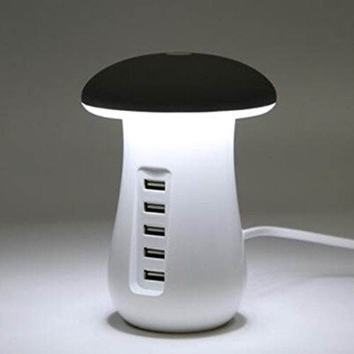 Preisvergleich Produktbild elegantstunning Ladegerät Schreibtischlampe 110V Pilz LED Nachtlicht USB Aufladung Leistungsstationen 11A 40W 5 Port
