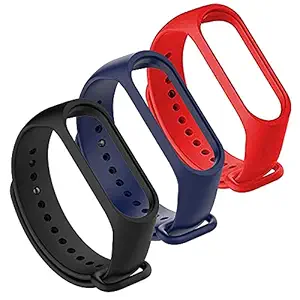 CROSSVOLT Adjustable Xiaomi Mi Band 3/ Mi Band 4 Watch Silicone Strap Band Bracelet - Set of 3