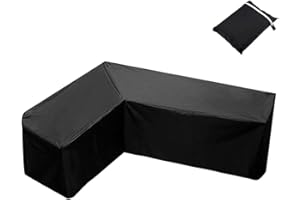 SGERSTE L-Shape Cover Garden Furniture Covers, Patio Waterproof Dustproof UV Protection Corner Sofa Cover with Storage Bag for Outdoor Patio Sofa Couch (215 x 215 x 87 cm + 155 x 95 x 68 cm) (270x270x90cm)