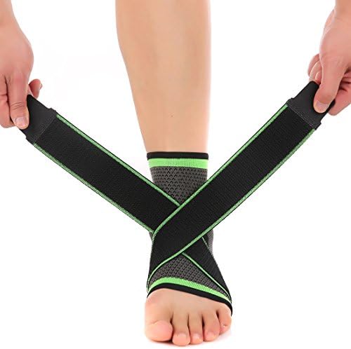 Lixinsunbu 3D Weaving Sports Breathable Nylon Double Elastic Compression Belt Ankle Brace With Strap Bandage for Running Jogging Marathon Basketball Sports Swelling reduction,Ankle Stabilizing (M)
