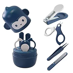 GUCHIGU Baby Nail Clippers, 4-in-1 Safe Baby Nail Kit with Cute Case, Nail Clipper, Scissors, Tweezers, Baby Nail File Set for Newborn, Infant, Toddler and Kids (Dark Blue)