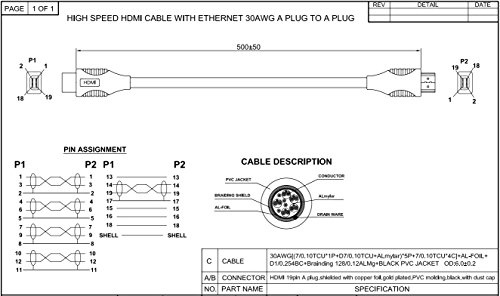 valonic 0,5m kurzes HDMI Kabel hochwertig, Ultra-HD, Full-HD, 3D, 4K, ARC, True HD Dolby 7.1, DTS-HD Master Audio, Ethernet, CEC, Kontakte vergoldet, 30 AWG, schwarz - 6