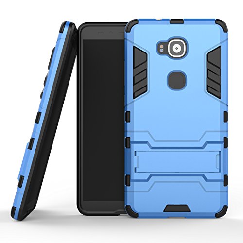 Funda Huawei G8 OuDu Carcasa de Armadura en PC y TPU para Huawei G8 Caja Caucho Soft Silicone Frame Case Hard Back Cover Heavy-Duty Dual-Layer Bumper with Logo Cutout Carcasa Flexible Liso Funda R  gido Duradero Caja Anti Rasgu  os Anti Choque Anti Deslizante con Funci  n Soporte - Azul