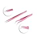 Anself 2Pcs/set Straight/Curved Nail Tweezers Nippers Tools Eyelash Extension Tweezers Pointed Clip Makeup Tools