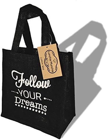 Eco Lunch Bag - Black " Follow Your Dreams "