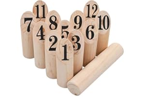 Festnight Number Kubb Game Set Wooden Game with Carrying Bag