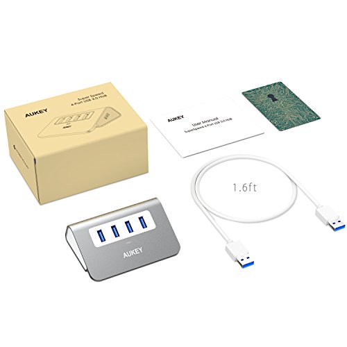 AUKEY USB 3.0 Hub 4 Port Super Speed Aluminum mit 50 cm USB 3.0 Kabel für Apple MacBook, MacMini, iMac, MacPro und weiteren USB 3.0 Geräten ( Space Grau ) - 7