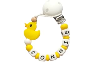 Twinkle Star Baby Customised Yellow White Duck Girls Boys Silicone Dummy Clip