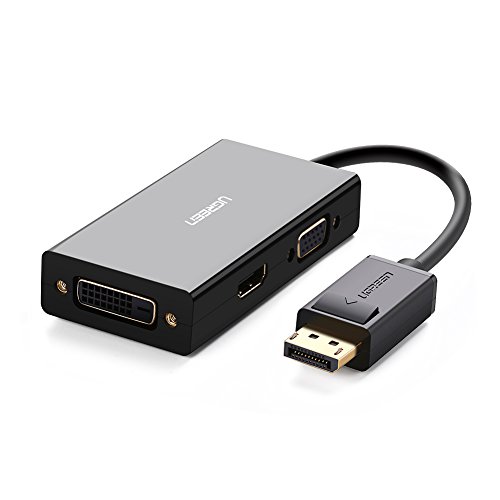 UGREEN Displayport Adapter 3 in 1 Displayport zu HDMI DVI VGA Konverter Adapter 4K für HDTV (Schwarz)