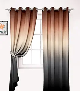 Ultimate Trends Premium Polyester Shaded (Gradient) Digital Printed Grommet Kids Room Curtains for Door, 9 feet, Pack of 2 Piece, Coffee and Black, (UTCR-1179_LF_B)