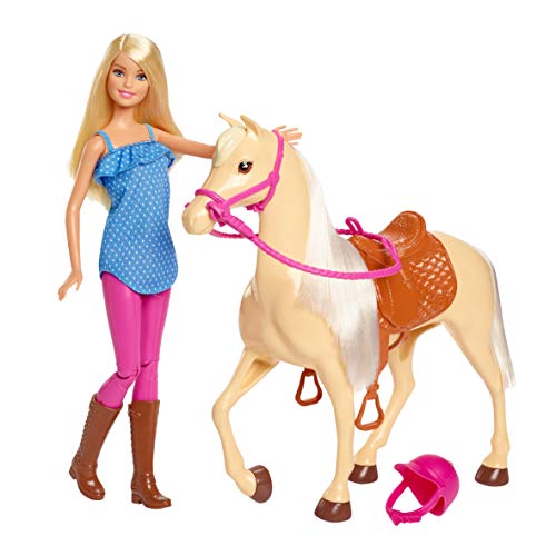 Barbie FXH13 – Pferd mit Mähne und Puppe mit beweglichen Knien, Puppen Spielzeug und Puppenzubehör ab 3 Jahren - 3