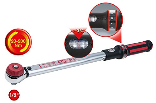 KS Tools 1/2 Zoll Ergotorqu Eprecision Drehmomentschlüssel mit Drehknopf Umsteck Ratschenkopf, 20-200 Nm, Limited Edition, 516.6042 - 2