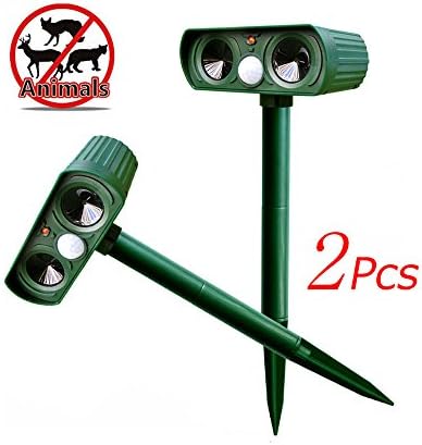 Set of 2 Cat Repeller by Maelu Solar Powered Ultrasonic Animal Repellent Deterrent Scarer - Motion Sensor (Cat repeller - 2A)