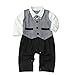 Wawoo®2pcs Gentleman Style Baby Boys Wedding Tuxedo Waistcoat Design Outfit Suit Clothing Cotton Short Sleeve Shirt with Unsplit Waistcoat and Pants Children's Summer Clothes