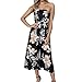 Produktbild Damen Jumpsuit FORH Sommer Sexy Off Schulter Playsuits Blumendruck Pullover Siamese Sleeveless Urlaub Strampler Frauen Tank Top +Hose 2 Stück Set Lose Solide Casual Strandkleidung Overall (XL, Blau)