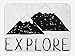 Produktbild Icndpshorts Adventure Bath Mat, Explore Lettering with Wild Forest Hand Drawn Simple Mountains Nature Theme, Plush Bathroom Decor Mat with Non Slip Backing, 23.6 x 15.7 Inches, Black White