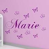 Wandschnörkel ® Wandtattoo mit dem Namen ihres Kindes personalisiert Wunschnamen + 10 Schmetterlingen 60cm x 18cm Spruch Kinderzimmer Wandtatoo Sticker 21 Top Farben Auswählbar Kinderzimmer Baby ein tolles Geschenk auch zur Geburt oder Taufe (bitte teilen Sie uns den Namen und die Farbe in einer Nachricht über Amazon mit) - 6