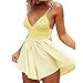 Produktbild Jumpsuit Damen Sommer Hevoiok Chiffon Sexy Beiläufig Bowknot Rückenfrei Party Strand Overall Mini Playsuit Romper Jumper Kurz Strandkleid (Gelb, S)