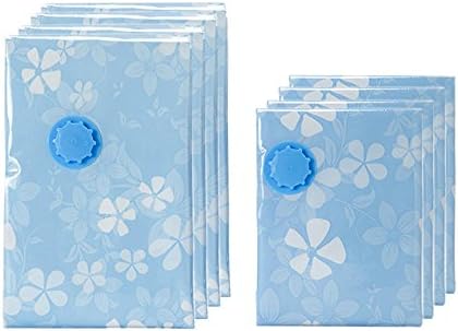 XRXY Thickening Printing Vacuum Compression Bag / Quilt Clothing Storage Compression Bag / Portable / Vacuum Packaged Storage Bag 4 Large 4 Medium (With Hand Pump)