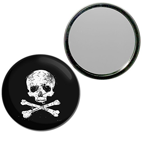 Distressed Skull and Crossbones - 77mm Round Compact Mirror