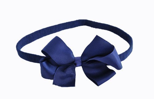 Style Nuvo Girls Baby Grosgrain Ribbon Bow Headband Hairband (Navy Blue)